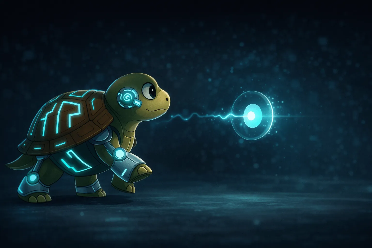 Cybernetic turtle and glowing agent connection