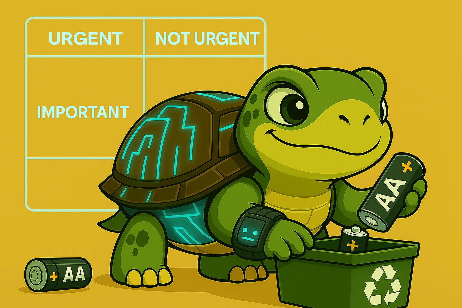 Turtleand disposing AA batteries