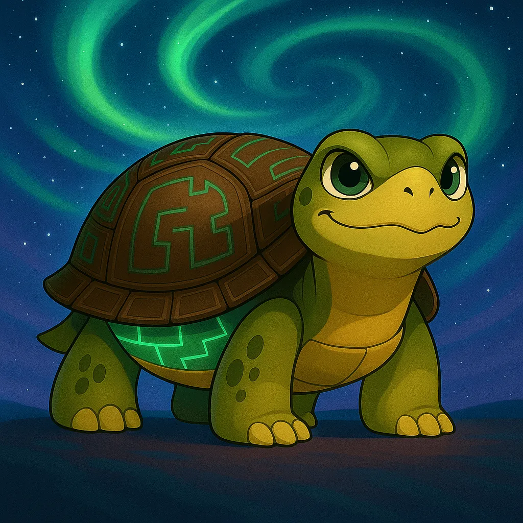 Focused and Determined Turtleand Avatar With Northern Lights